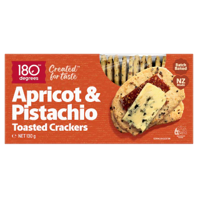 180 Degrees Apricot & Pistachio Toasted Crackers 130g