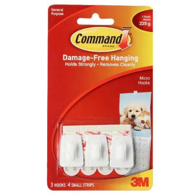 3M Command Micro Hooks White 3pk
