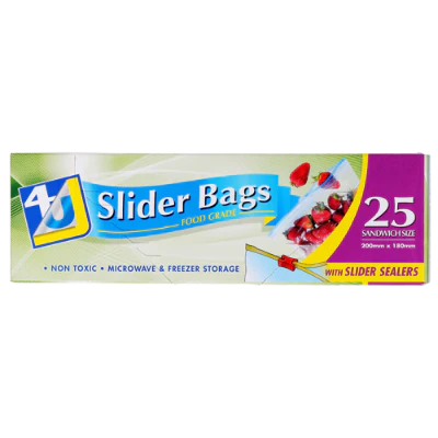 4U Sandwich Size Slider Bags 200mm x 180mm ea