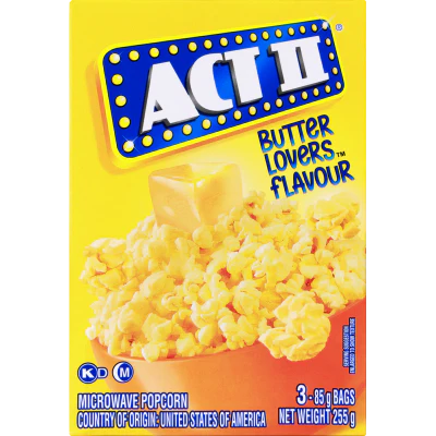 Act II Butter Lovers Flavour Microwave Popcorn 255g