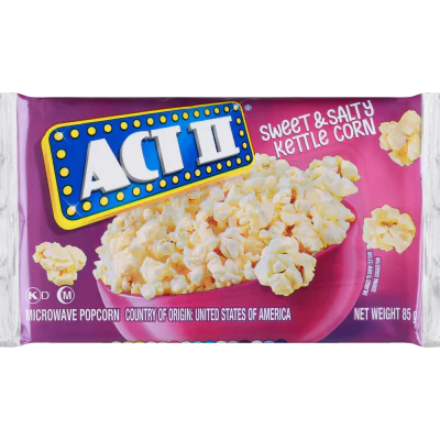 Act II Sweet & Salty Kettle Corn Microwave Popcorn 85g