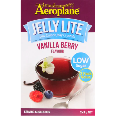 Aeroplane Jelly Lite Vanilla Berry Flavour Low Calorie Jelly Crystals 2 x 9g