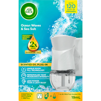 Air Wick Essential Oil Ocean Waves & Sea Salt Air Freshener Plug In Diffuser 19ml
