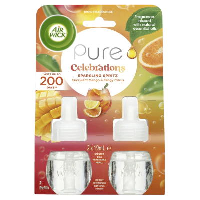 Air Wick Pure Celebrations Sparkling Spritz Succulent Mango & Tangy Citrus Scented Oil Refill 2 x 19ml