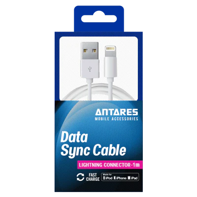 Antares Lightning Connector Data Sync Cable 1 Metre 1pk