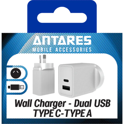 Antares Type C & A Dual USB 3.6A Wall Charger 1pk