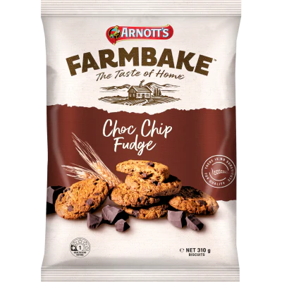 Arnott's Farmbake Choc Chip Fudge Biscuits 310g