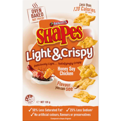 Arnott's Shapes Light & Crispy Honey Soy Chicken Snacks 120g
