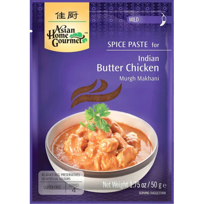 Asian Home Gourmet Indian Murgh Makhani Butter Chicken Mild Gluten Free Spice Paste 50g