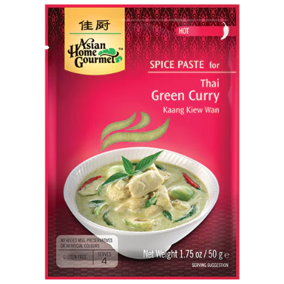 Asian Home Gourmet Spice Paste Thai Green Curry Hot Gluten Free 50g