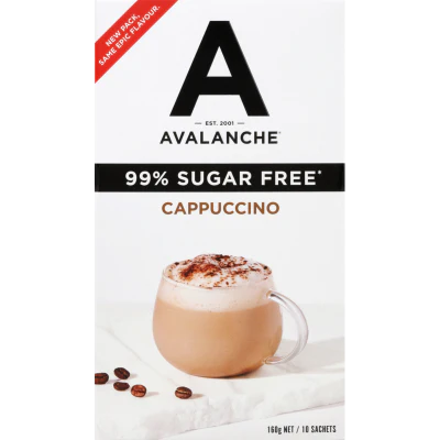 Avalanche 99% Sugar Free Cappuccino Coffee Sticks 10 x 16g