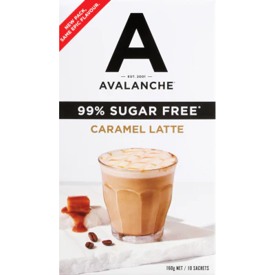 Avalanche 99% Sugar Free Caramel Latte Coffee Sticks 10 x 16g