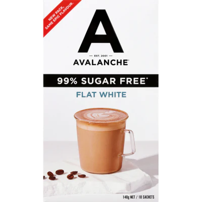 Avalanche 99% Sugar Free Flat White Coffee Sticks 10 x 14g