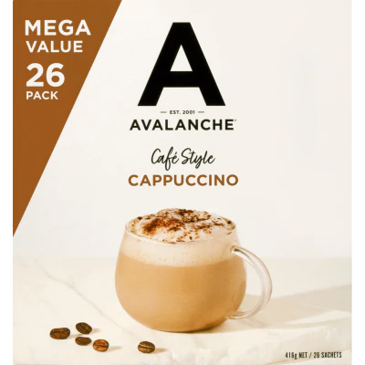Avalanche Cafe Style Cappuccino Coffee Sachets 26 x 16g