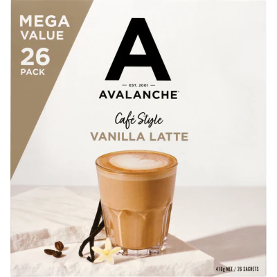 Avalanche Cafe Style Vanilla Latte Coffee Sachets 26 x 16g