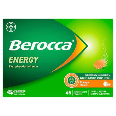 Berocca Energy Orange Flavour Effervescent Tablets 45pk