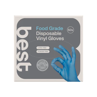 Best Food Grade Disposable Vinyl Gloves 50pk