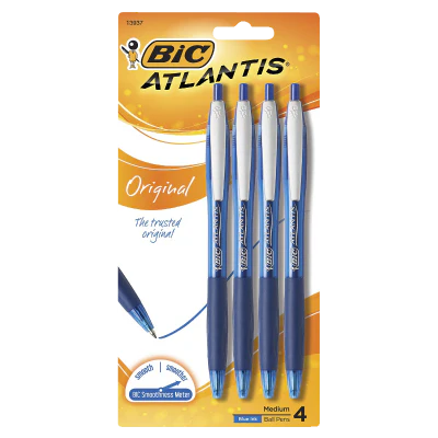 Bic Atlantis Blue Ball Pens 4pk