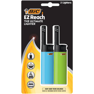 Bic EZ Reach J38W Lighter 2pk