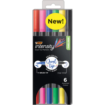 Bic Intensity Dual Tip Felt Pens 6pk