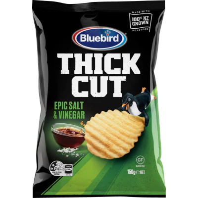 Bluebird Thick Cut Epic Salt & Vinegar Potato Chips 150g