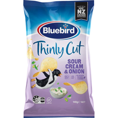 Bluebird Thinly Cut Sour Cream & Onion Potato Chips 140g