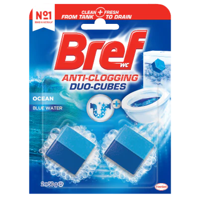 Bref Duo-Cubes Ocean 2 In 1 Formula Cistern Toilet Cleaner Block 100g