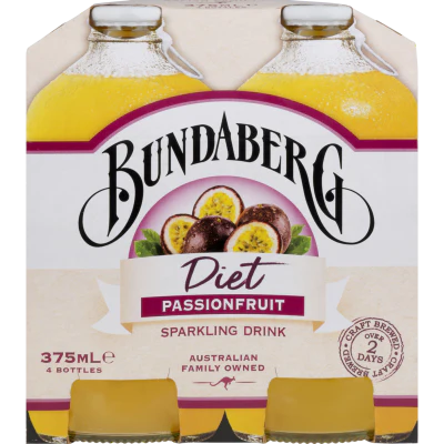 Bundaberg Diet Passionfruit Sparkling Drink 4 x 375ml