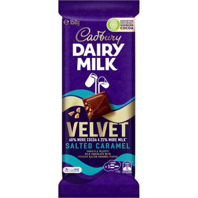Cadbury Dairy Milk Velvet Salted Caramel Chocolate Block 150g