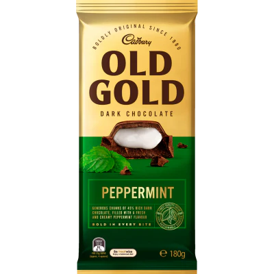 Cadbury Old Gold Peppermint Dark Chocolate Block 180g