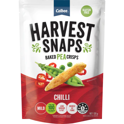 Calbee Harvest Snaps Chilli Baked Pea Crisps 120g