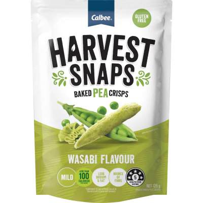 Calbee Harvest Snaps Wasabi Flavour Baked Pea Crisps 120g