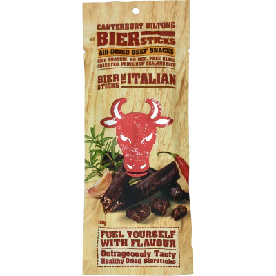 Canterbury Biltong The Italian Biersticks Air-Dried Beef Snacks 100g
