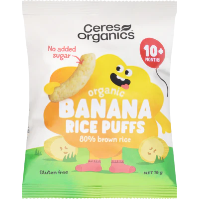 Ceres Organics Banana Baby Rice Puffs 10+ Months 15g