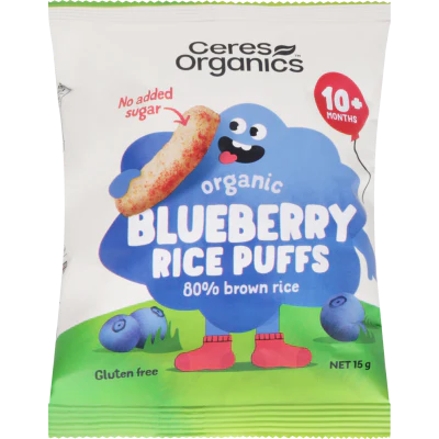 Ceres Organics Blueberry Baby Rice Puffs 10+ Months 15g