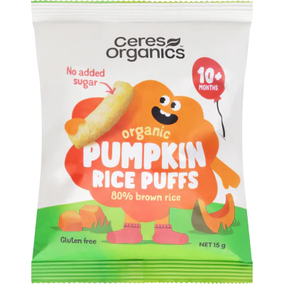 Ceres Organics Pumpkin Baby Rice Puffs 10+ Months 15g