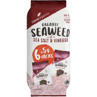 Ceres Organics Sea Salt & Vinegar Organic Seaweed Mulitpack 6 x 5g