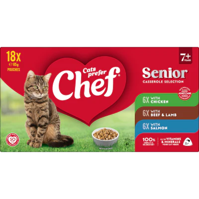 Chef Senior Casserole Selection Pouches Cat Food 1530g