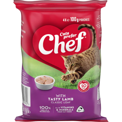 Chef Tasty Lamb Classic Loaf Pouches Cat Food 400g