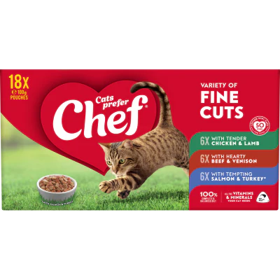 Chef Variety of Fine Cuts Pouches Cat Food 1800g