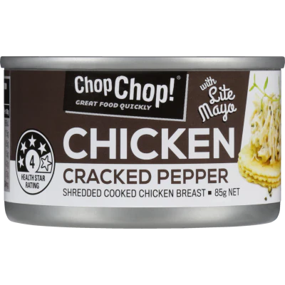 Chop Chop Cracked Pepper Shredded Cooked Chicken Breast 85g