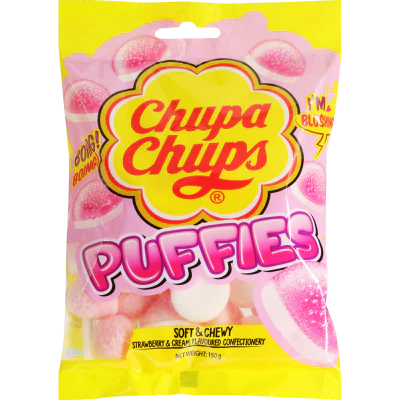Chupa Chups Puffies Strawberry & Cream Confectionery 150g