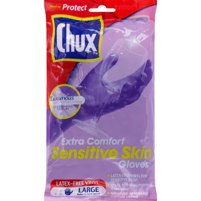 Chux Extra Comfort Sensitive Skin Reusable Gloves Large 1pr