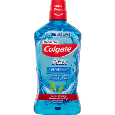Colgate Plax Peppermint Alcohol Free Mouthwash 1l