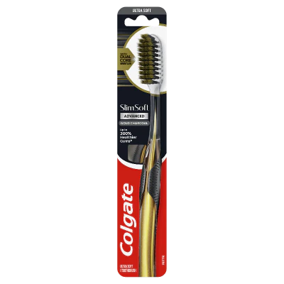 Colgate Slim Soft Advanced Gold Charcoal Toothbrush 1pk