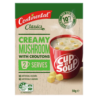 Continental Creamy Mushroom With Croutons Cup a Soup 50g