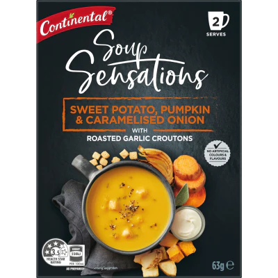 Continental Sensations Sweet Potato Pumpkin & Caramelised Onion With Roasted Garlic Croutons Soup 63g