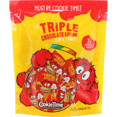 Cookie Time Triple Chocolate Chunk Cookies 7 x 25g