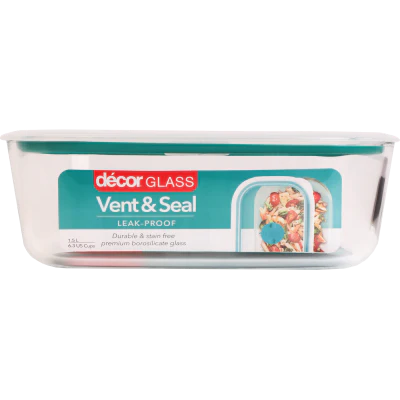 Decor Vent & Seal Glass Oblong Container 1.5l
