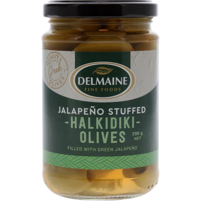 Delmaine Jalapeño Stuffed Halkidiki Olives 290g